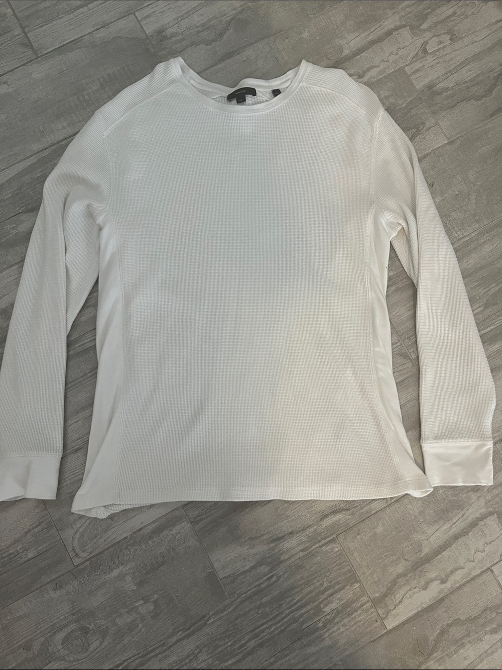 Vince Men's White Waffle-Knit Long Sleeve Shirt